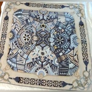 Vintage 💯 Silk Scarf Baoshidi Geometric Pattern